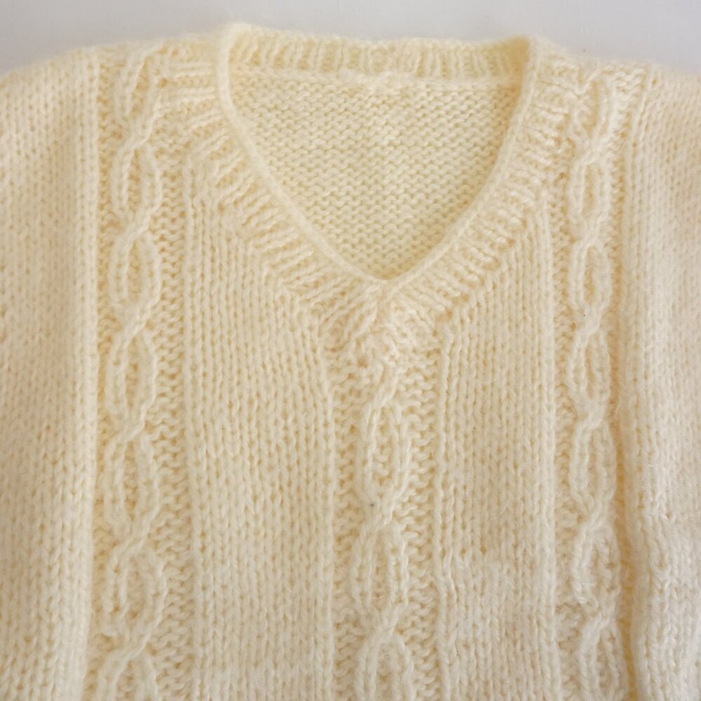 Handmade Cream Cable Braided Knit Fisherman Sweater Vest M - Picture 7 of 8